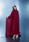 Bordo Luna Pelerinli Abiye
