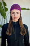 Eflatun İnci İşlemeli File Örgü Bere Bandana