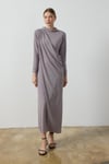 Gri Simli Drape Elbise