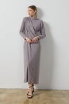 Gri Simli Drape Elbise
