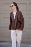 Kahverengi Kraşlı Kimono