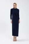 Lacivert Drape Detaylı Elbise