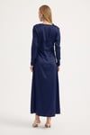 Lacivert Saten Drape Elbise