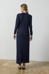 Lacivert Simli Drape Elbise