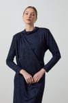 Lacivert Simli Drape Elbise