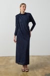 Lacivert Simli Drape Elbise