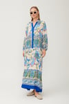 Mavi Desenli Viscon Elbise