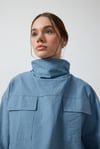 Mavi Yaka Detaylı Paraşüt Sweat