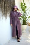 Mürdüm-Pembe Monogram Desenli Pareo Kimono