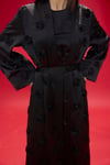 Siyah Amelie Gül İşlemeli Kimono Abaya