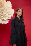 Siyah Amelie Gül İşlemeli Kimono Abaya