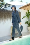 Siyah-Beyaz Monogram Desenli Pareo Kimono