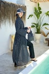 Siyah-Beyaz Monogram Desenli Pareo Kimono
