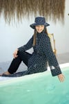 Siyah-Beyaz Monogram Desenli Pareo Kimono