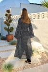 Siyah-Beyaz Monogram Desenli Pareo Kimono