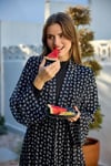 Siyah-Beyaz Monogram Desenli Pareo Kimono