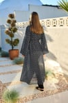 Siyah Beyaz Monogram Desenli Pareo Kimono