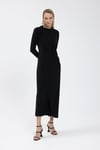 Siyah Drape Detaylı Elbise