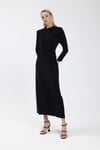 Siyah Drape Detaylı Elbise