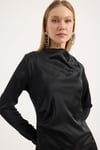 Siyah Saten Drape Elbise
