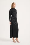 Siyah Saten Drape Elbise