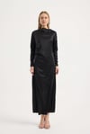 Siyah Saten Drape Elbise