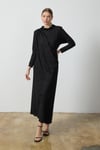 Siyah Simli Drape Elbise