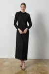 Siyah Simli Drape Elbise