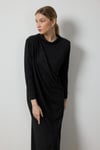 Siyah Simli Drape Elbise