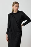 Siyah Simli Drape Elbise