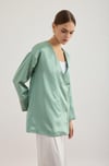 Su Yeşili Saten Kimono Ceket
