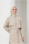 Aller Detaylı Beli İpli Çiçek Desen İşlemeli Tunik Taş 26YT407