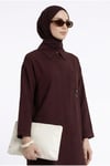 Cebi Toka Detaylı Uzun Tunik Bordo 26YT419