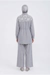 Çiçek Desenli Beli Büzgülü Tunik ve Geniş Paça Pantolonlu Takım İndigo 26YT6156