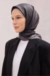 DEGRADE DESEN İPEK EŞARP 4224D (TWILL) SİYAH GRİ - 80