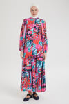 Desenli Renkli Elbise Pembe 24YT952