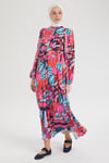 Desenli Renkli Elbise Pembe 24YT952