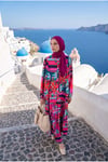 Desenli Renkli Elbise Pembe 24YT952