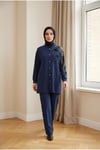 MODAL LEOPAR KAP PANTOLON TAKIM-Lacivert
