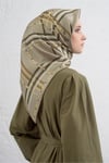 Sura Saf İpek Eşarp 9407 - 32 Yeşil Karışık Desen