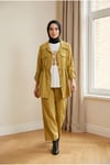 TENCEL CEKET & PANTOLON PENYE İÇLİKLİ ÜÇLÜ TAKIM-Amber