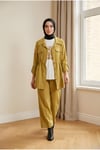 TENCEL CEKET & PANTOLON PENYE İÇLİKLİ ÜÇLÜ TAKIM-Amber
