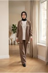 TENCEL KAP & COTON PANTOLON & PENYE İÇLİK - ÜÇLÜ TAKIM-Çikolata