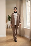 TENCEL KAP & COTON PANTOLON & PENYE İÇLİK - ÜÇLÜ TAKIM-Çikolata