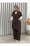 TREND PAMUK TENCEL YELEKLİ TAKIM KAHVERENGİ