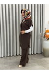TREND PAMUK TENCEL YELEKLİ TAKIM KAHVERENGİ