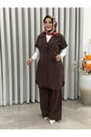 TREND PAMUK TENCEL YELEKLİ TAKIM KAHVERENGİ