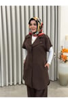 TREND PAMUK TENCEL YELEKLİ TAKIM KAHVERENGİ
