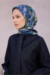 Twill İpek Eşarp - 4217-80 Lacivert