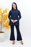 Zımba Detaylı Denim Tunik - İndigo